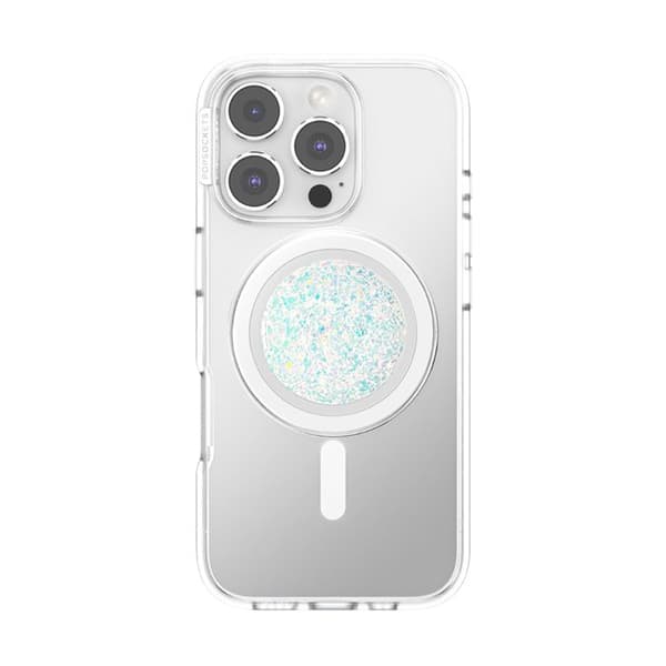 Support Smartphone PopGrip MagSafe Funktion Stativ og Selfie Glitrende Effekt PopSockets Hvid Vit