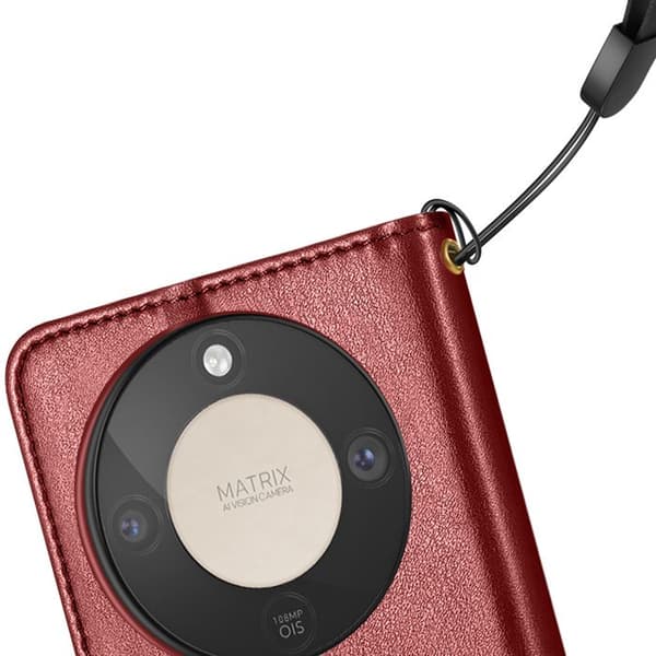Folio Plånboksfodral för Honor Magic 8 Lite med Rem och Kortfack Röd Röd