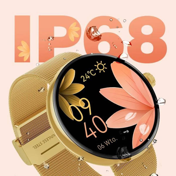 Elegant Connected Women's Watch Health Tracking Bluetooth Call Forever Gold Gul