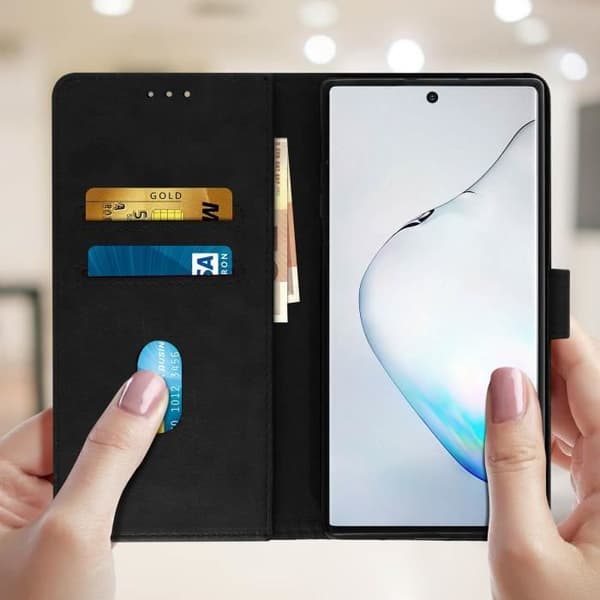 Folioetui - AVIZAR - Galaxy Note 10 Plus - Fuld beskyttelse - Silikone Gel - Magnetisk Svart