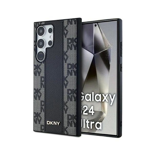 DKNY Rutigt läder Mono Pattern MagSafe - Fodral till Samsung Galaxy S24 Ultra (svart)