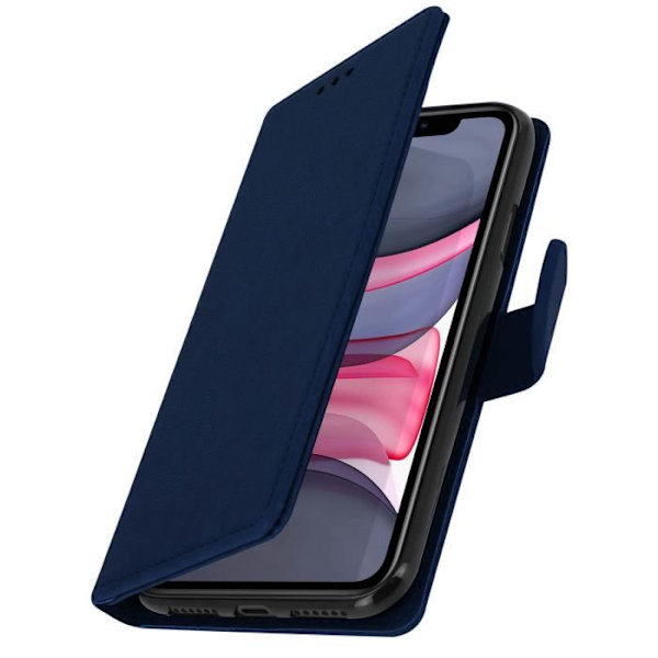 Etui - AVIZAR - iPhone 11 - Helhetsfodral - Kortficka - Videostöd - Silikongel Midnattsblå