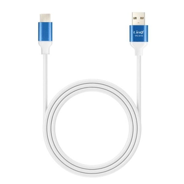 USB til USB C-kabel Hurtig opladning 3A Synkroniseringslængde 1,5 m LinQ Blå Blå