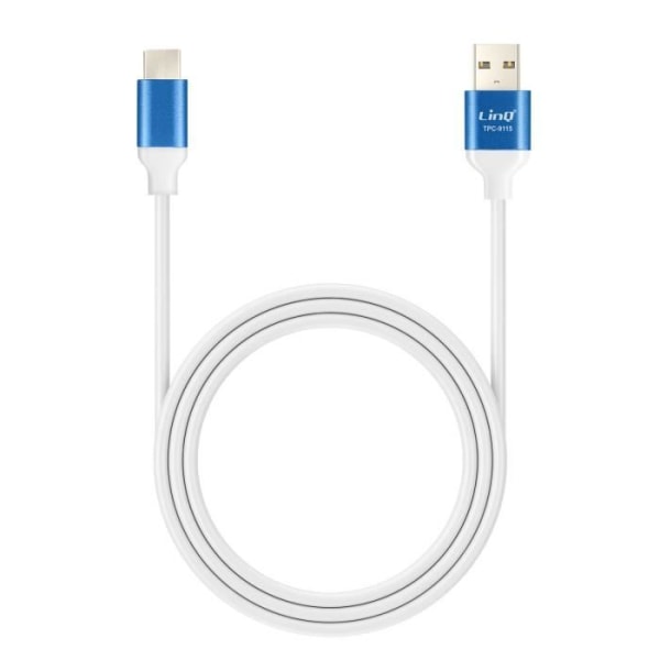 USB-USB C-kaapeli Pikalataus 3A Synkronointi Pituus 1,5 m LinQ Sininen Blå