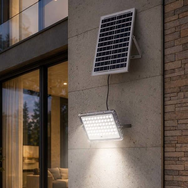 LED Projektor 10W Udendørs 9000K med Solpanel 12W Grå Grå