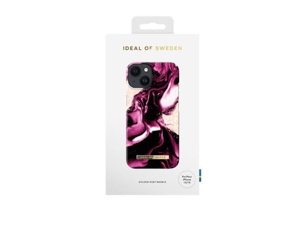 Coque IDEAL OF SWEDEN til iPhone 13 og 14 - Model Golden Ruby Marble