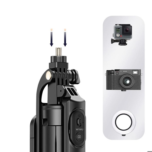 Selfie Stativ för smartphones Dubbel LED Rotativ 360° wiwu Svart