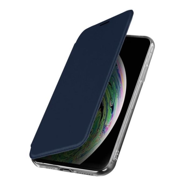iPhone XS Max Folio Rigid Flip-fodral med inbyggd spegel Ultratunt midnattsblått
