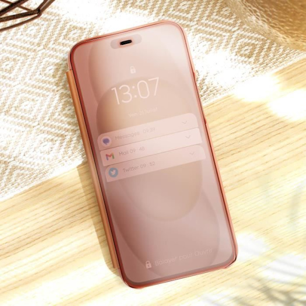 iPhone 15 Pro fodral AVIZAR - Spegelskydd - Rosa - Spegeleffekt - Stativfunktion Rosa