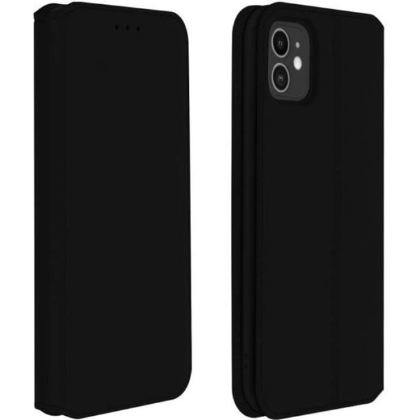 Housse iPhone 11 - AVIZAR - Folio Wallet Case - Øko-læder Sort - Støttefunktion Svart