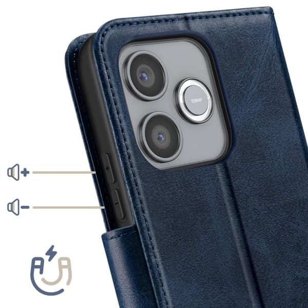 Plånboksfodral för Honor 600 Lite Retro Stil med Stöd Mörkblå Blå