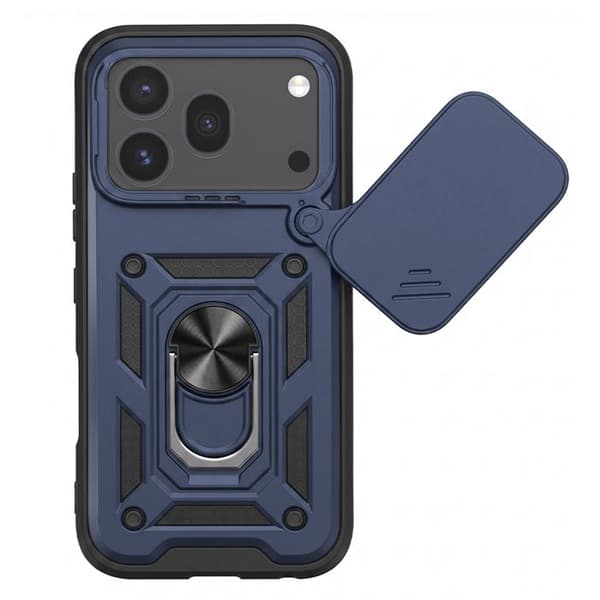 Fodral för Honor 600 Pro med skjutbart kameraskydd och magnetring Mayaxess Mörkblå Blå