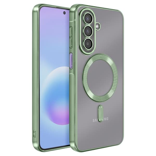 Skræddersyet MagSafe Silikone Cover til Galaxy A57 med Grøn Kromkant Grön