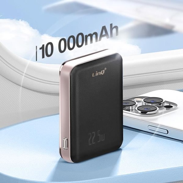 Eksternt batteri 15W MagSafe 10000 mAh Strømforsyning 20W LinQ Sort