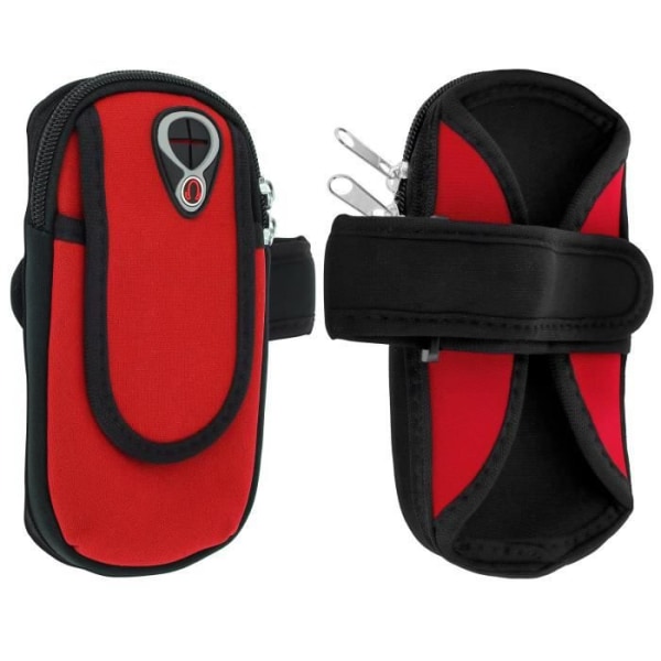 Universal Sports Armband Smartphones Ultratunna vattentäta neopren + ficka Röd