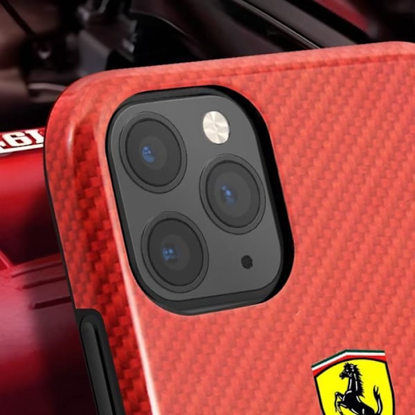 Kotelo iPhone 11 Prolle Carbon Print polyuretaani QI -yhteensopiva Ferrari Red