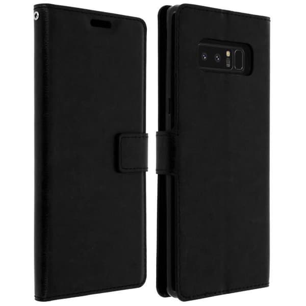 Mappe folio etui - AVIZAR - Galaxy Note 8 - Øko-læder - Silikone - Sort Svart