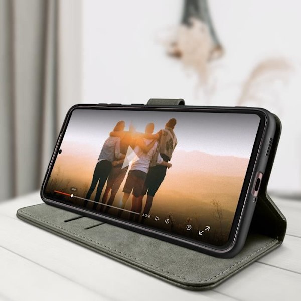 Hus för Samsung Galaxy S21 FE - AVIZAR - Chesterfield - Videostöd Funktion - Grå Grå