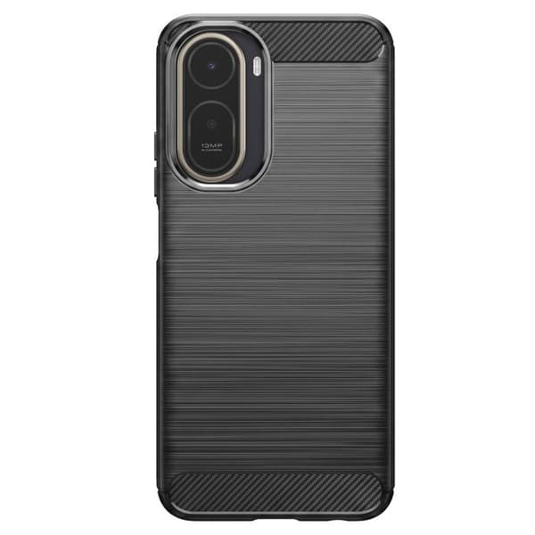 Silicone Cover til Redmi A7 Pro med Carbon Effekt Børstet Tekstur Sort Svart