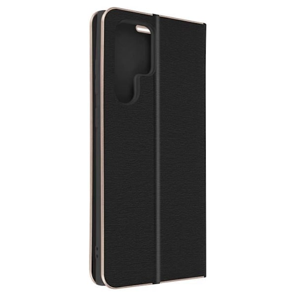 Samsung Galaxy S22 Ultra cover - FORCELL - Luna Book Gold - Video support funktion - Sort Svart