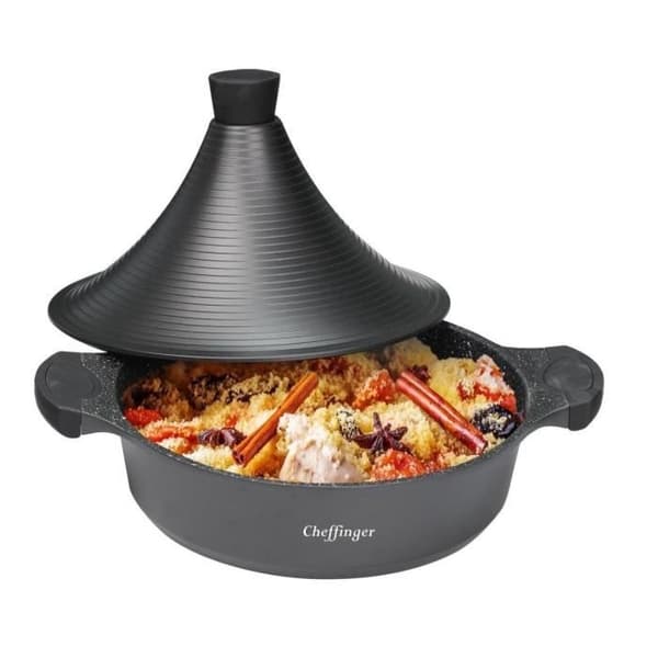 Tajine - CHEFFINGER - 28cm - Aluminium - Non-stick - Sort Sort