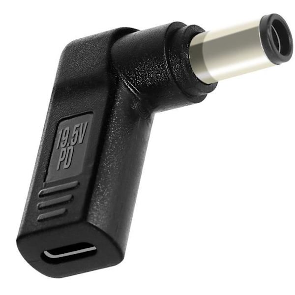 Vinklad USB-C till DELL laddningsadapter för bärbar dator 7,4 x 5,0 mm, svart Svart