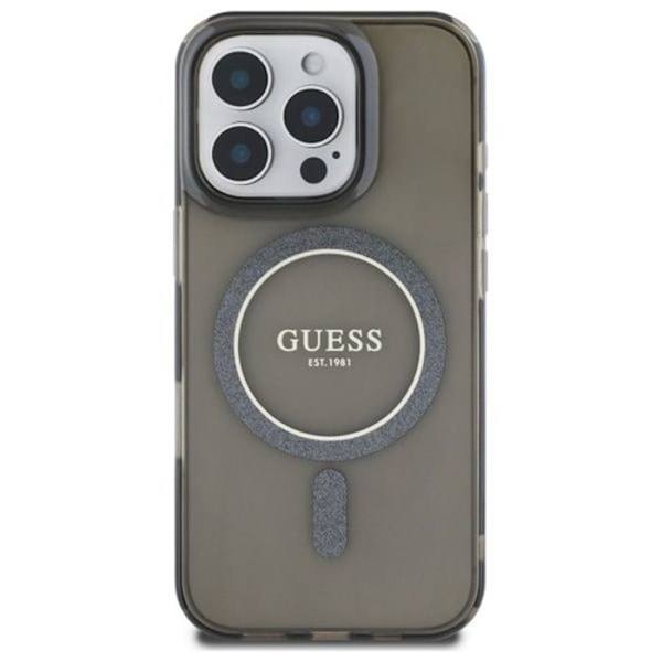 Coque för iPhone 16 Pro - Guess IML Glitter Circle MagSafe MagSafe MagSafe (GUHMP16LHFGEREK) - Svart