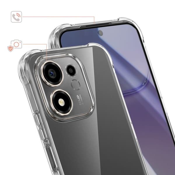 Siliconfodral för Honor 600 Smart 2mm med HD Transparent Härdat Glas Vit