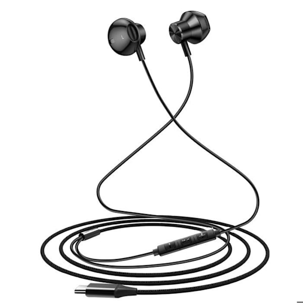 LinQ Sorts USB-C Magnetiske In-Ear Høretelefoner til Musik og Håndfri Opkald - Sort