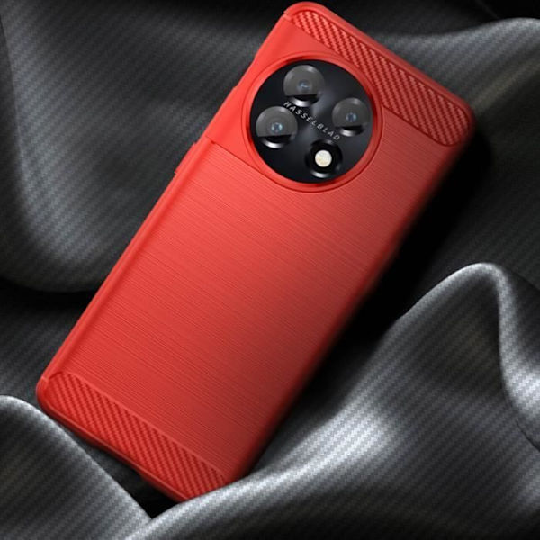 Fodral till OnePlus 11 Förstärkt mjuk borstad koleffekt Röd Röd