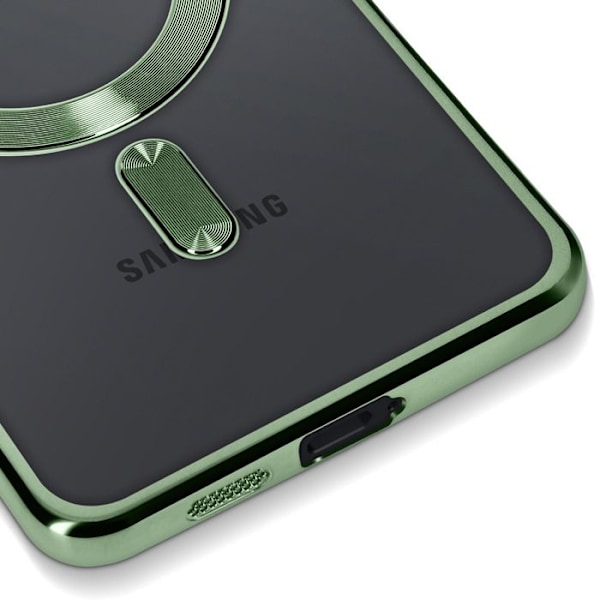 MagSafe-cover til Samsung Galaxy S25 Edge silikone med kromkant i grøn