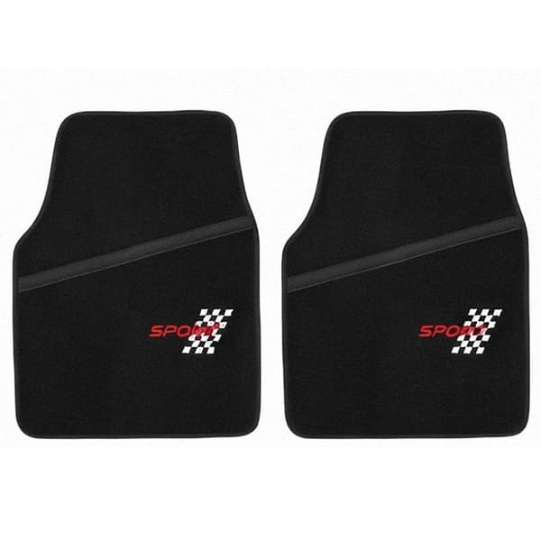 Bilsätesmatta set - AVIZAR - 4 delar 40×61 cm - Flockad PVC - Svart - Pedalförstärkning