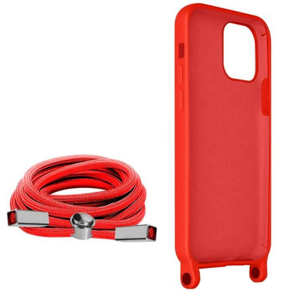 Smartphone cover - AVIZAR - iPhone 12 Pro Max - Semi-rigid - Nylon strap - Red Röd
