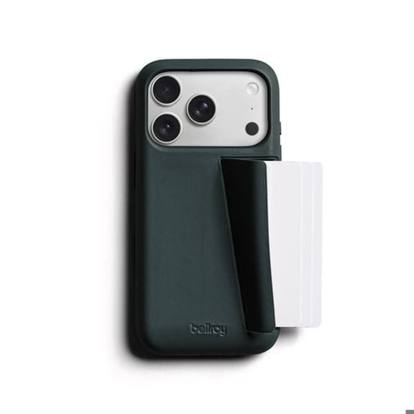 Cover til iPhone 18 Pro / iPhone 17 Pro i Læder Serie 3 Kort med Støtte Bellroy Grøn Grön