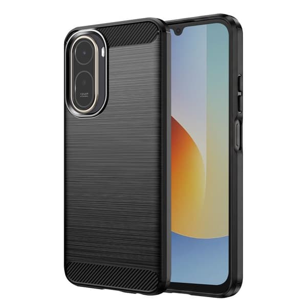 Silicone Cover til Redmi A7 Pro med Carbon Effekt Børstet Tekstur Sort Svart