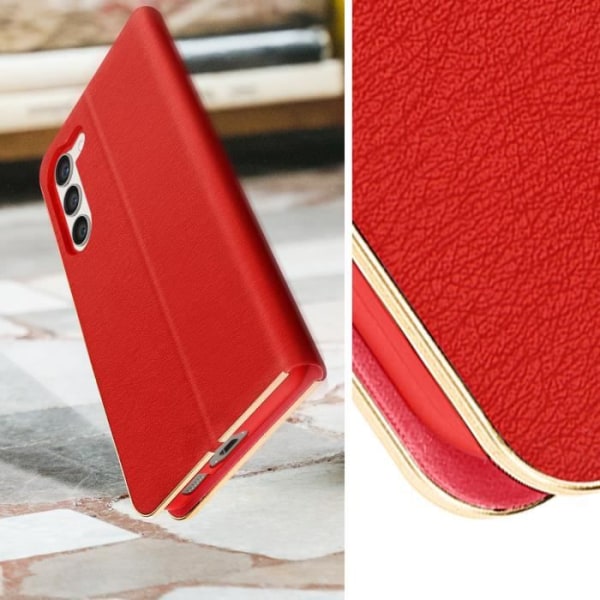 Fodral för Samsung Galaxy S23 Plus korthållare och videohållare Röd och guld