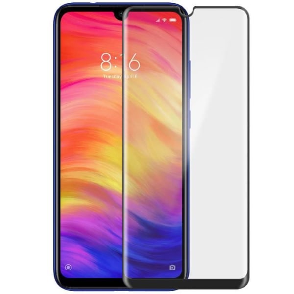 Skärmfilm Xiaomi Redmi Note 7 härdat glas fasad transparent svart kant svart