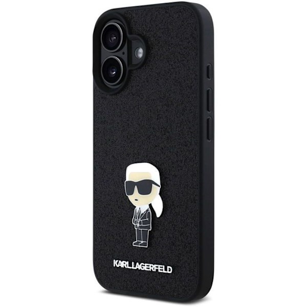 Karl Lagerfeld Fixed Glitter Metal Ikonik Baksidan Skydd för iPhone 16 Svart