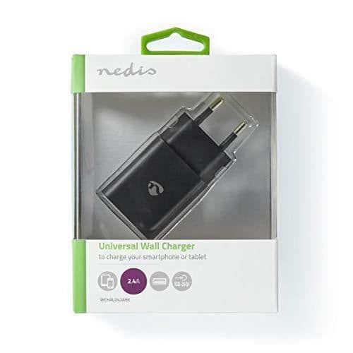 Vægoplader - 2,4 a - 1 Udgang - USB-a - Sort Svart