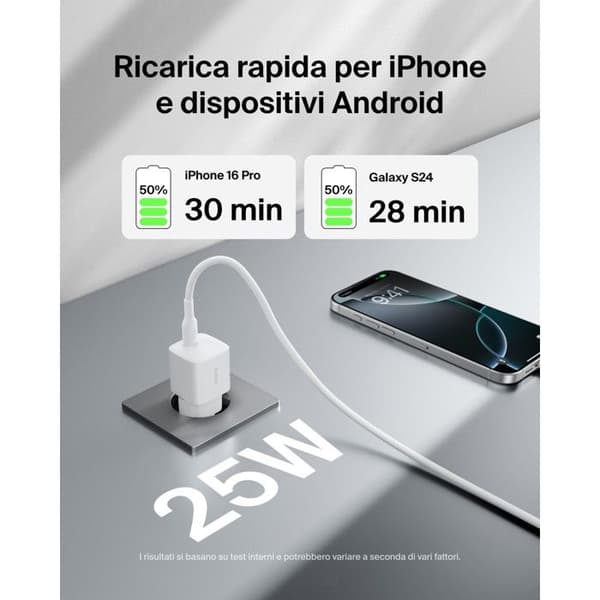 Belkin BOOST Charge USB-C Laddare 25W PD PPS Snabbladdning Universell Vit