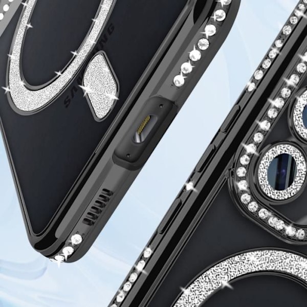 Timanttikotelo Samsung Galaxy S23 MagSafe Contour Rhinestone Black -puhelimelle Svart