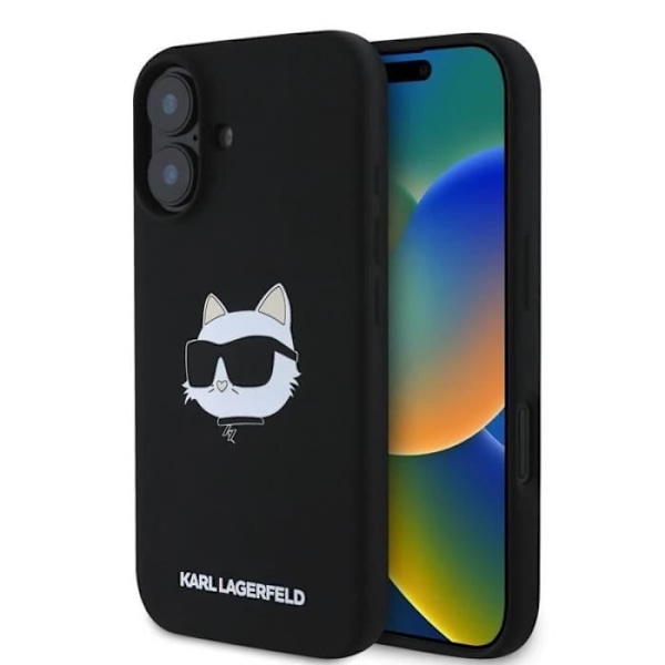 Karl Lagerfeld Liquid Silicone Choupette Head Case til iphone 16 6.1" Sort - KLHMP16SSCHPPLK Svart