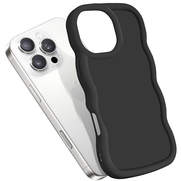 iPhone 16 Pro Max Suojakuori Silikoninen Iskunkestävä Candy-sarja Musta Svart