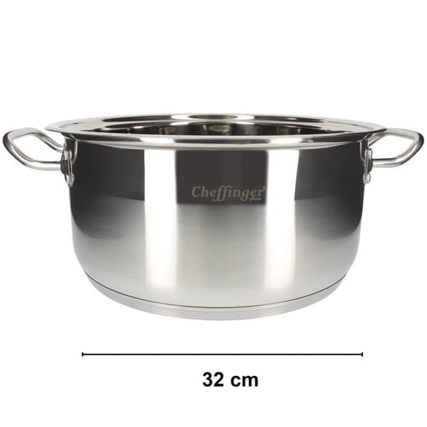 Marmite - CHEFFINGER - CF-SS32-SH - 32 cm - Rustfrit stål - Låg inkluderet Grå