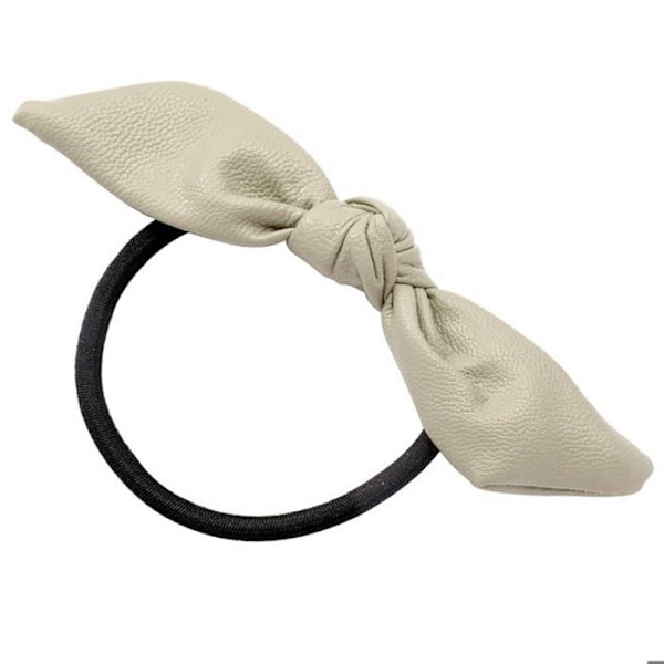 Beige Nahkainen Haaremikampauslenkki Korealaistyylinen Perhossolmulla Beige