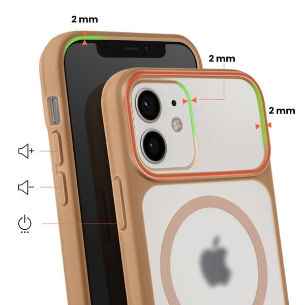 Cover til iPhone 12 / 12 Pro MagSafe Bimateriale Hårdt Bag i Brun brun