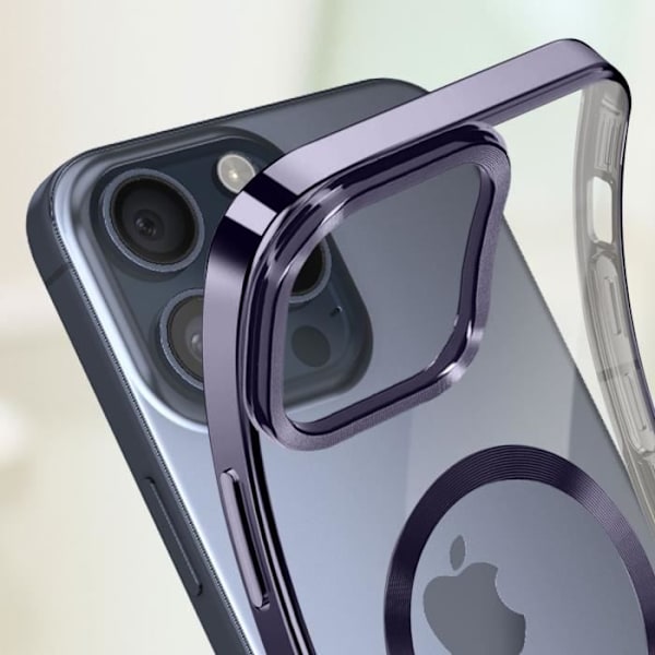 MagSafe Fodral för iPhone 15 Pro Max Silikonkameraskydd Krom Lila Lila
