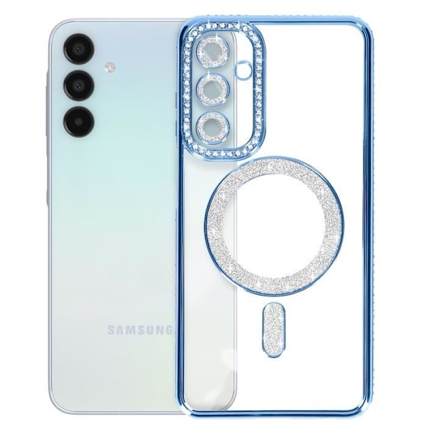 Timanttikotelo Samsung Galaxy A15 MagSafe Contour tekojalokivi vaaleansiniselle Blå