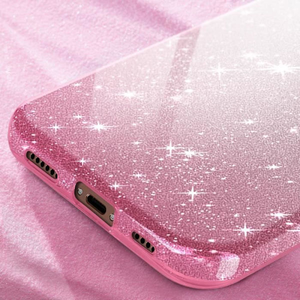 Glitterfodral till iPhone 16 Pro - AVIZAR - Vit/Rosa Glamour Design - Stel - Glänsande - Glitter Rosa
