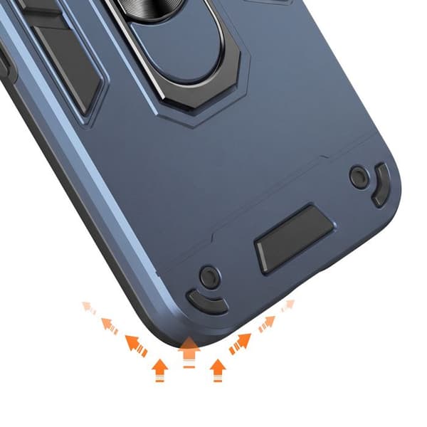 Stødabsorberende cover til Google Pixel 11 Pro XL med ring og kameradæksel i blå Blå